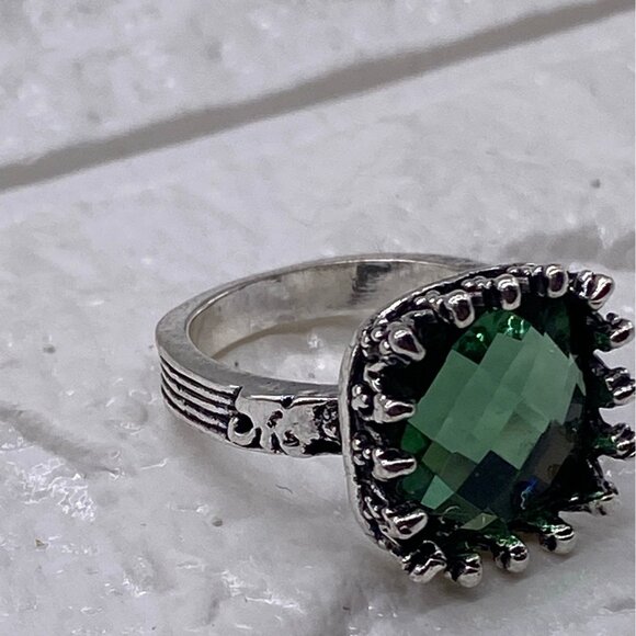 Princess Green Moonstone Gemstone 925 Silver Plated Ring Sz 7 Wedding Engagement - Picture 3 of 11